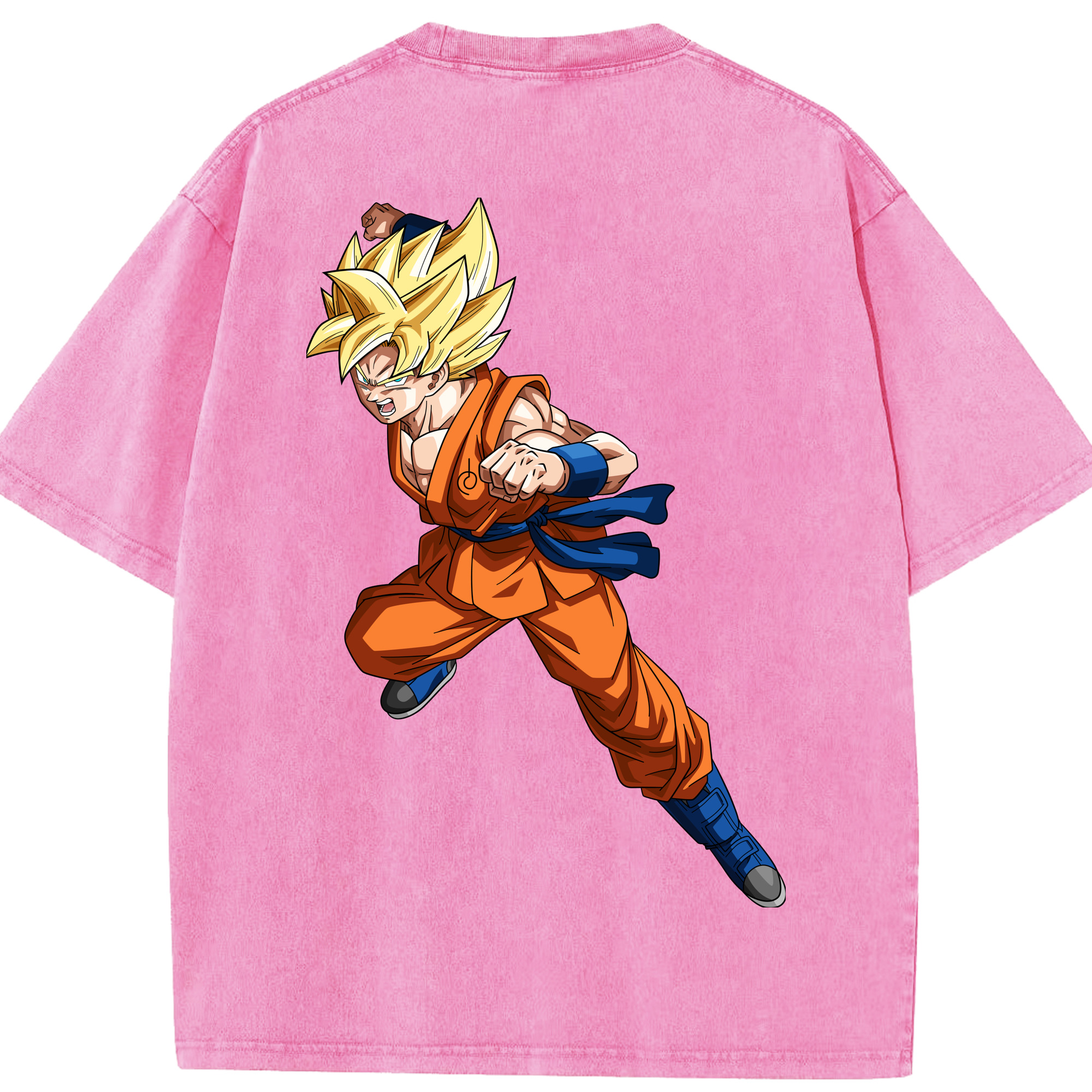 （画像用） ドラゴンボール 孫悟空（そん ごくう）Son Goku カカロット DRAGON BALL Kakarotto 綿100% ヴィンテージ風 半袖Tシャツ（背面プリント）